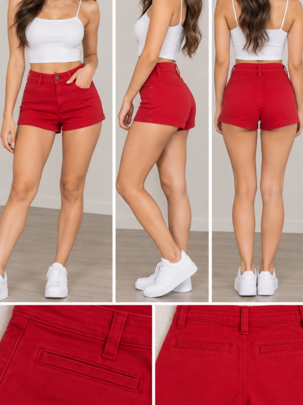 Sound & Matter High-Waist Red Shorts